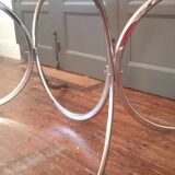 Vintage dining table glass and chrome 1970