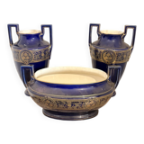 Lot 3 amphora vase boch keramis 1890 bfk fireplace garniture sèvres art deco