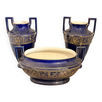 Lot 3 amphora vase boch keramis 1890 bfk fireplace garniture sèvres art deco