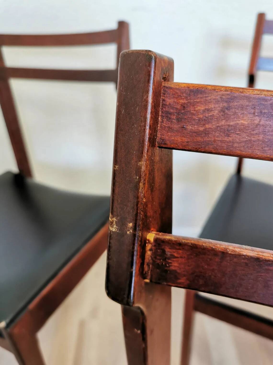 SET of 6 Vintage Scandinavian Wooden Dining Chair: Branko Ursic, 1970s