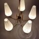 Chandelier in gilded brass and opaline with 5 lights 1960 Vintage.