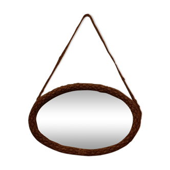 Miroir ovale en corde vintage