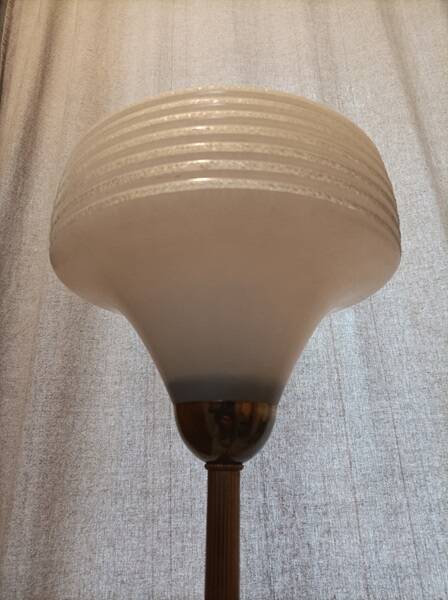 Globe brass bronze floor lamp with frosted edging