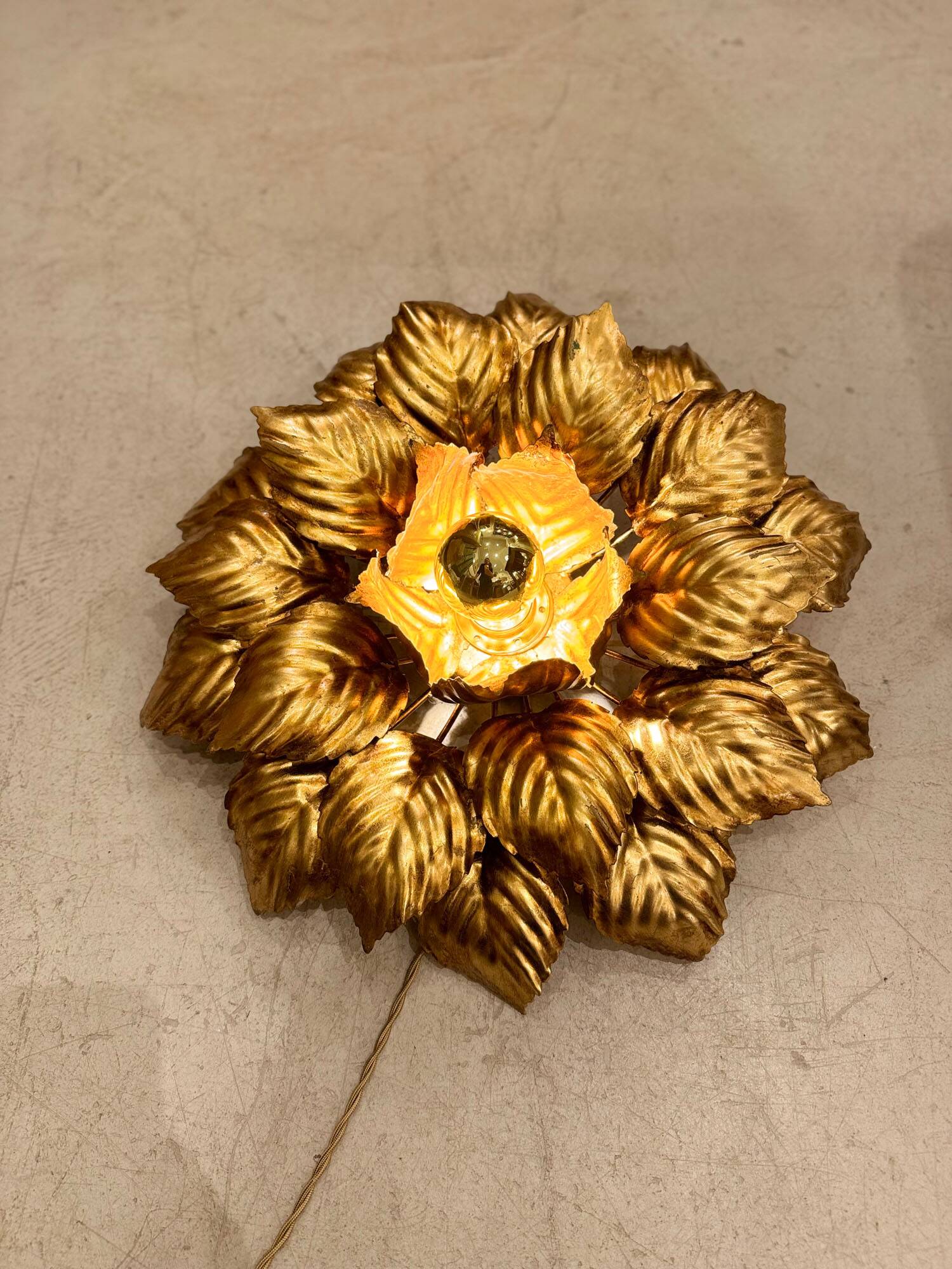 Large gold leaf flower applique