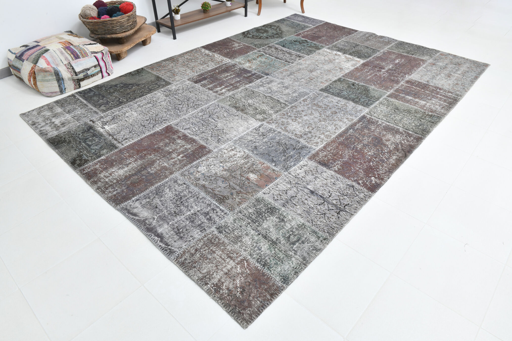 8x11 Handmade Wool Vintage Rug 354x251Cm