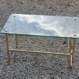 Coffee table from the 60s top glass base metal gilded