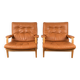 Pair of Ingrid model armchairs in beech and leather by Bruno Mathsson for Dux Ingrid Lounge Chairs, Denmark, 1960.