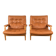 Pair of Ingrid model armchairs in beech and leather by Bruno Mathsson for Dux Ingrid Lounge Chairs, Denmark, 1960.
