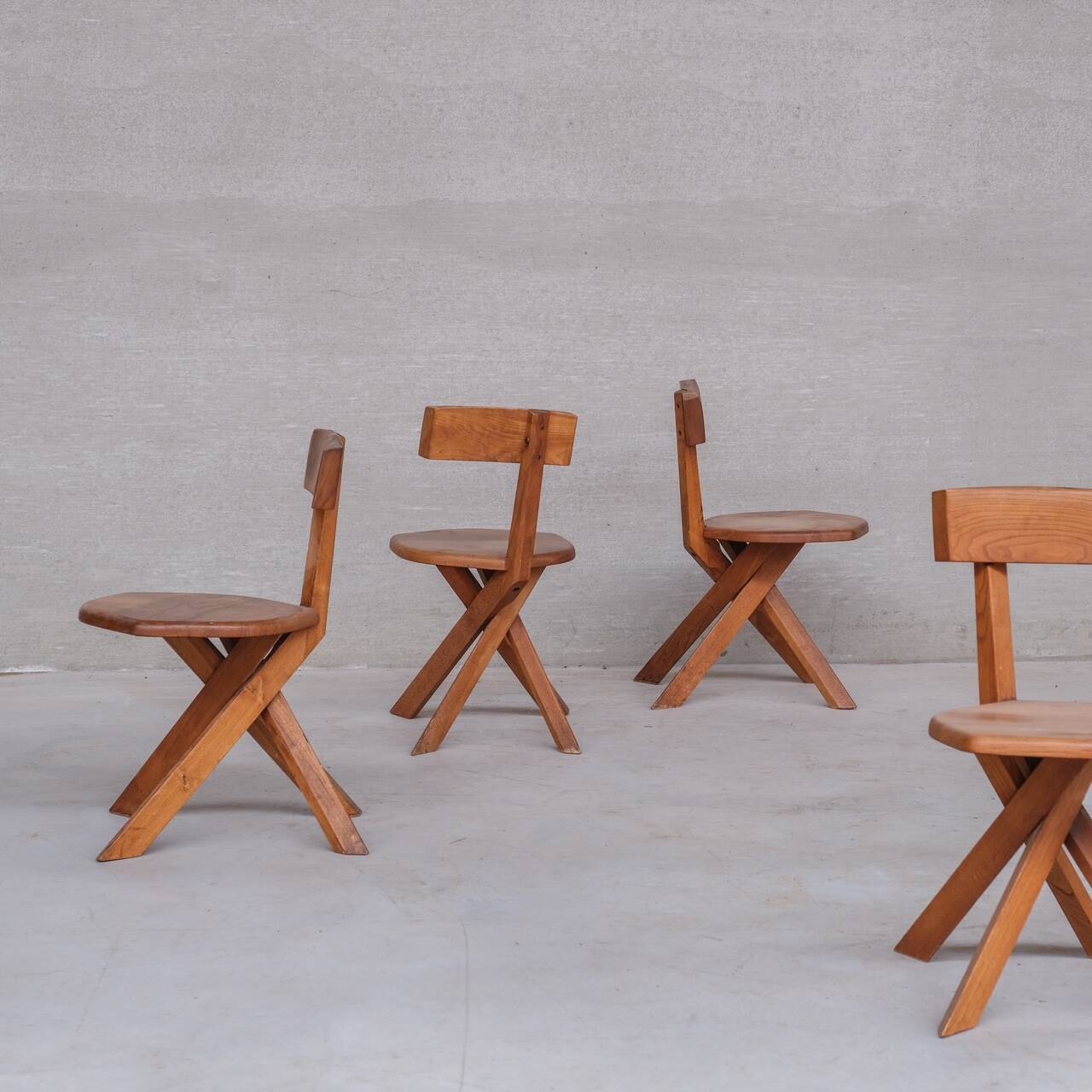 Pierre Chapo French Mid-Century Elm S34 Chair (4 Available)