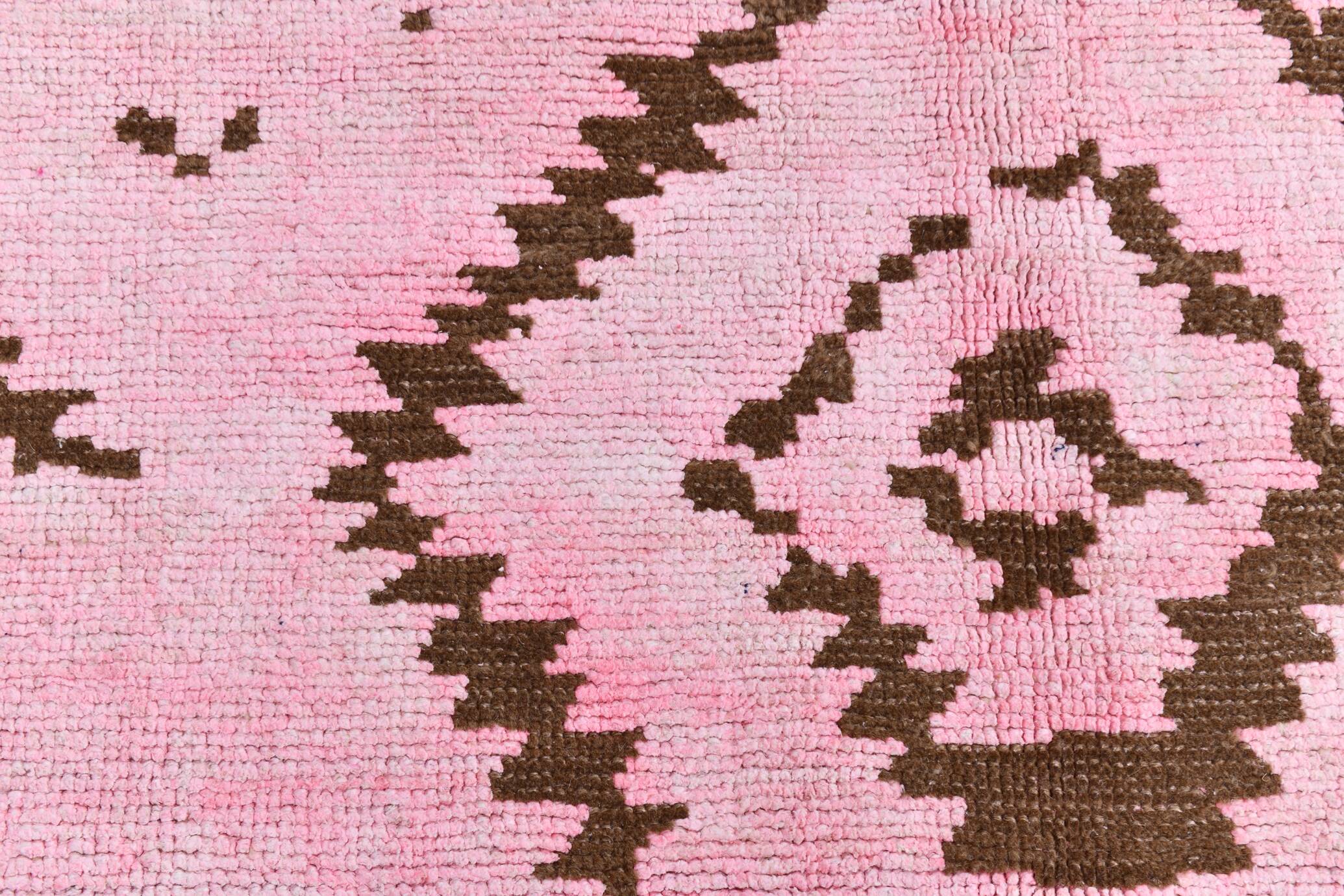 7x10 Pink Brown Modern Kilim Rug, 208x300Cm