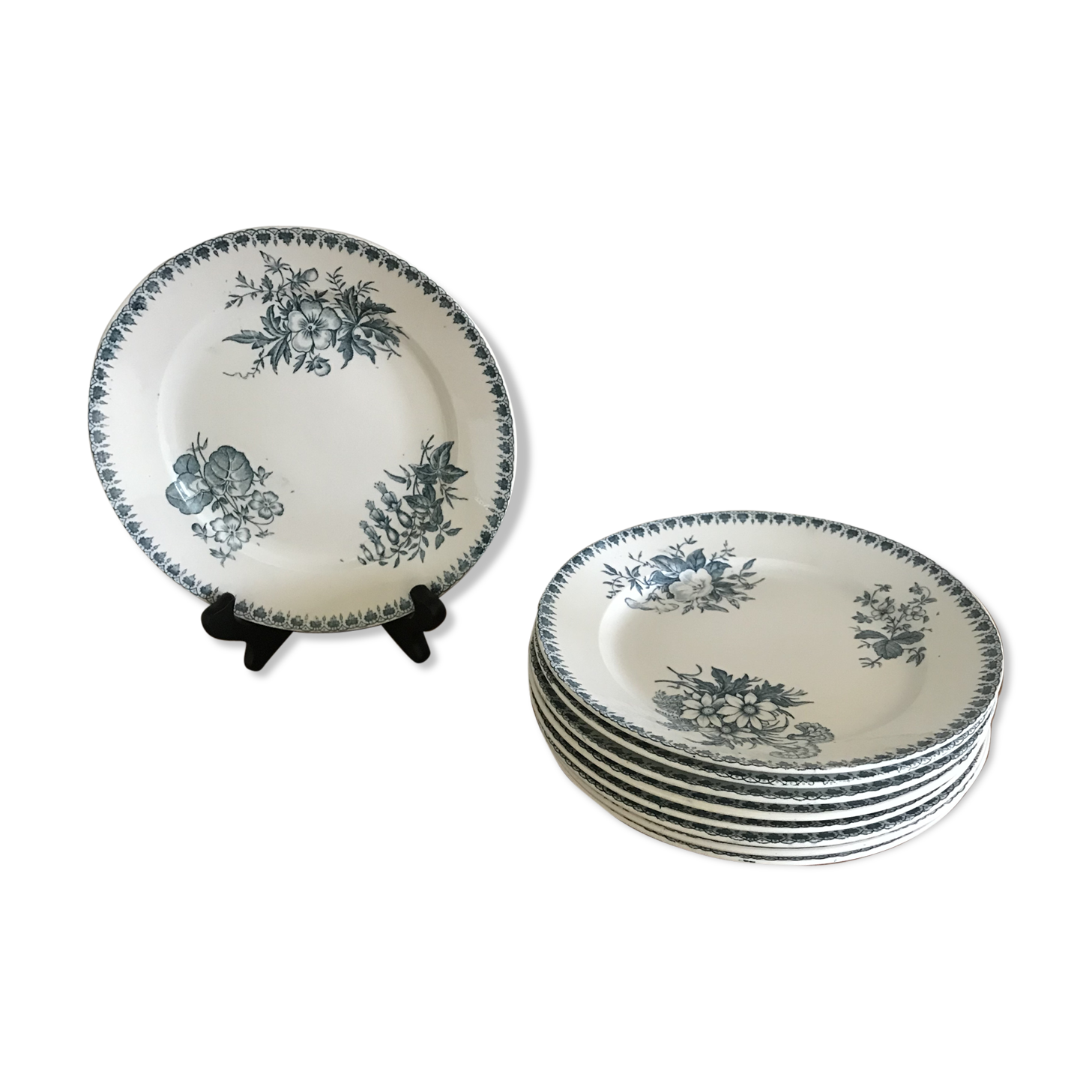 Lot of 9 old dessert plates