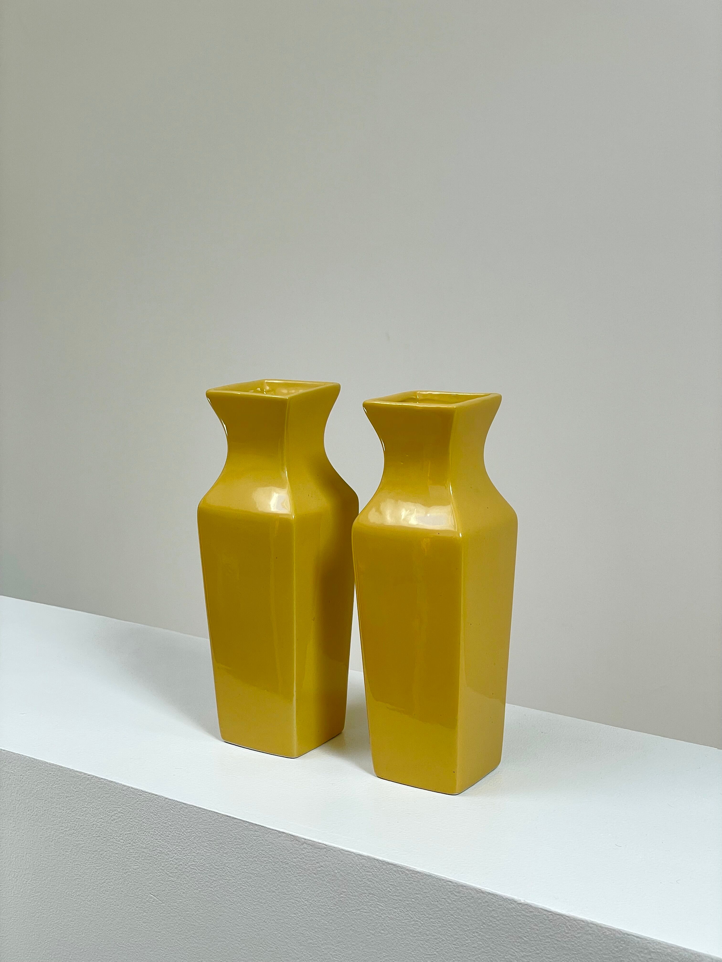 Duo of yellow vases