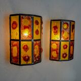 Pair of brutalist sconces by Felipe Derflingher for Feders, blown glass, 1960, Mexico