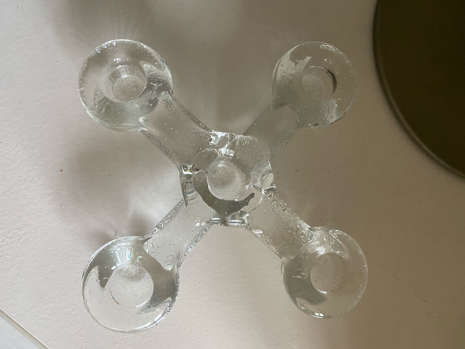 Glass candle holder Pukeberg Staffan Gellerstedt Sweden 1970s