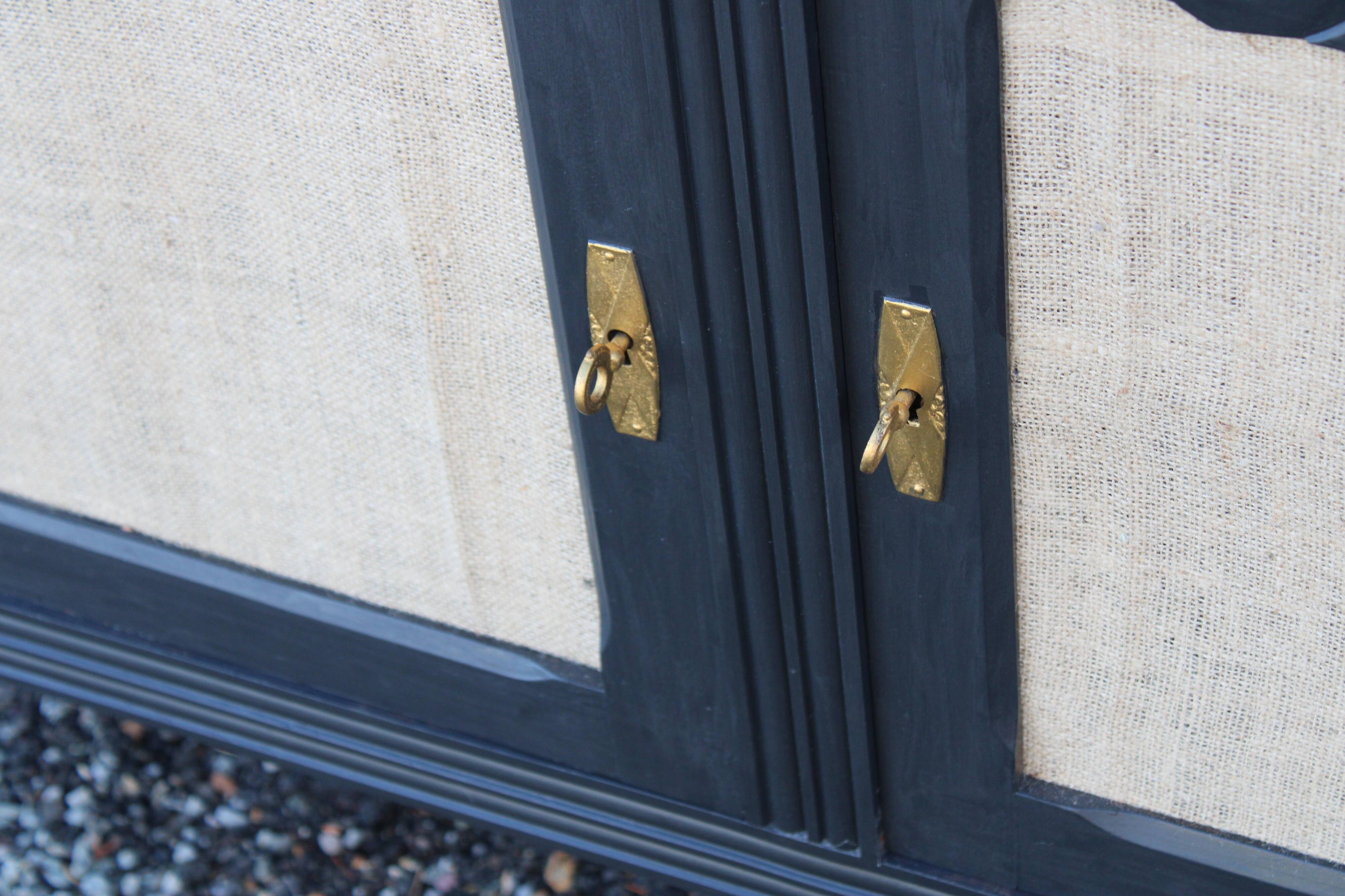 Wooden and jute sideboard