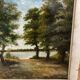 Ancien tableau huile sauveur bernay theric 1895 le rhône avec cadre bois vintage