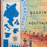 School geographical map of the reliefs of France