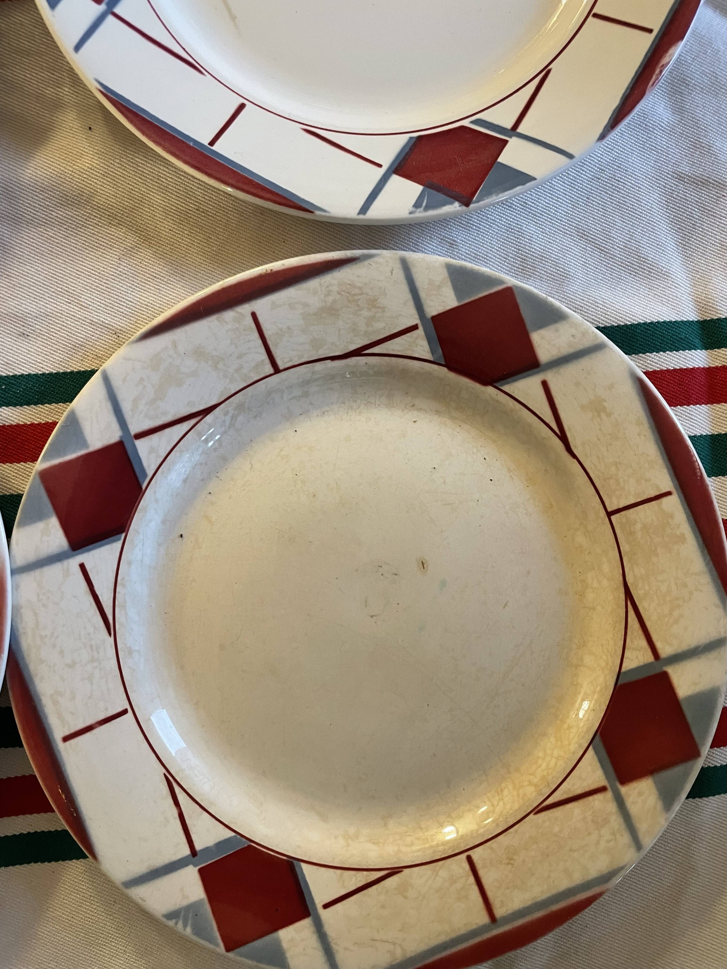 Set of 6 old Digoin plates in Sarreguemines earthenware