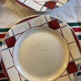 Set of 6 old Digoin plates in Sarreguemines earthenware
