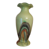 Petit vase opaline tons verts 1980