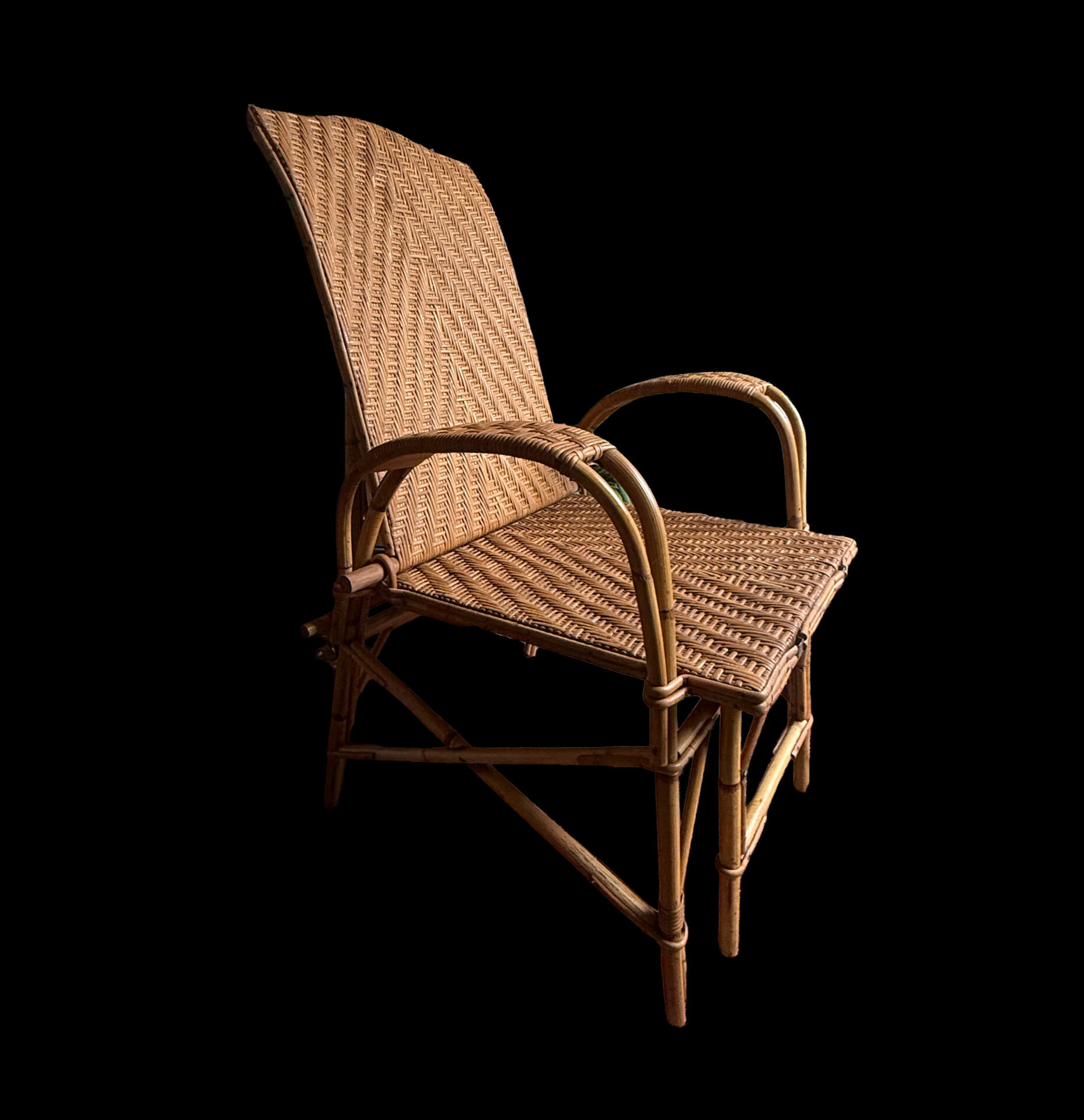 Fauteuil /chaise longue osier années 50/60