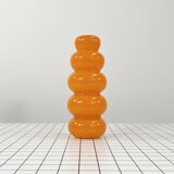 Vase en Verre Ondulé Orange, 1980