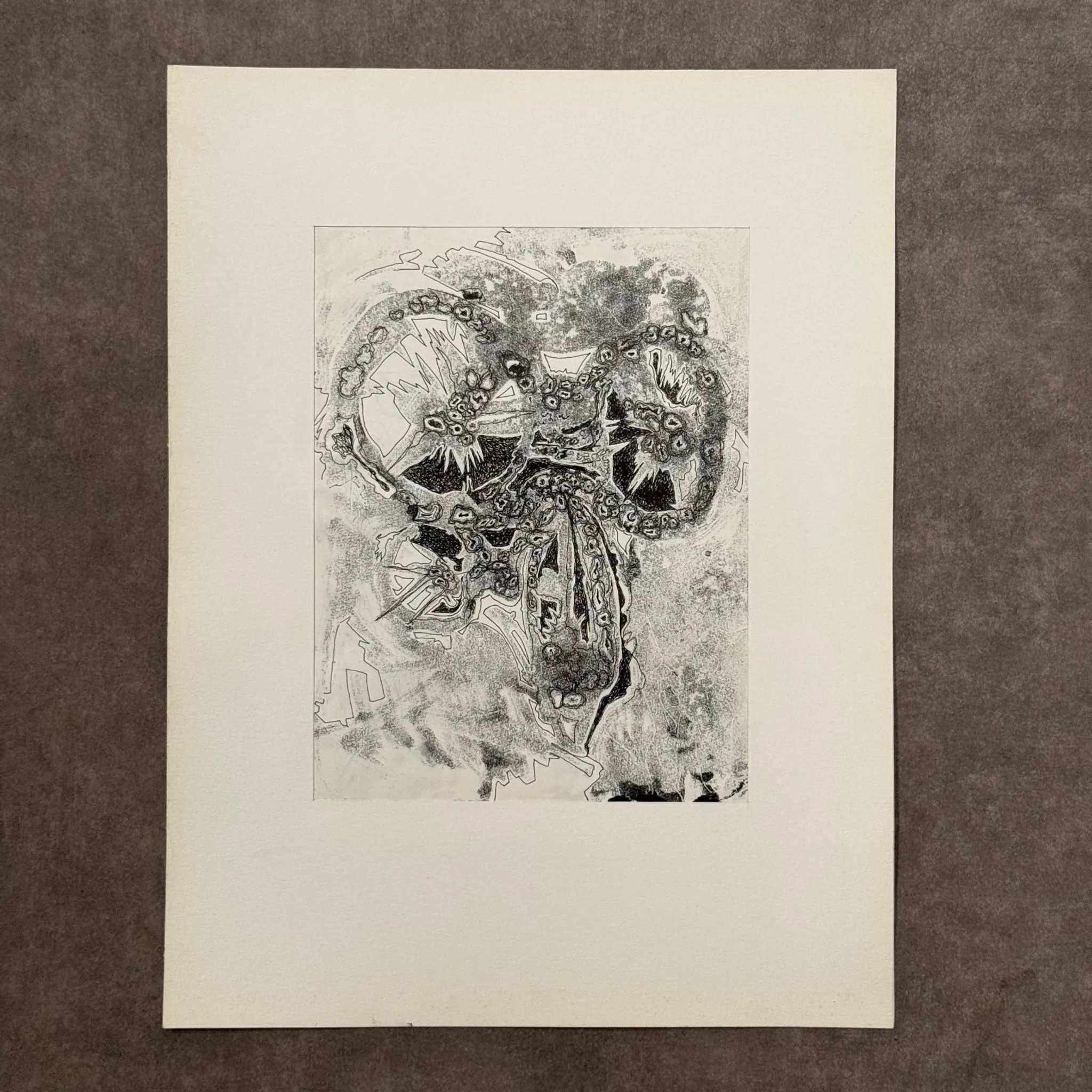 Modern composition drawing 1970 by François de Chabot