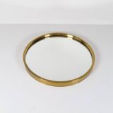 Round brass mirror from the mid-century by Glasmäster in Markaryd, Sweden, 1960s.