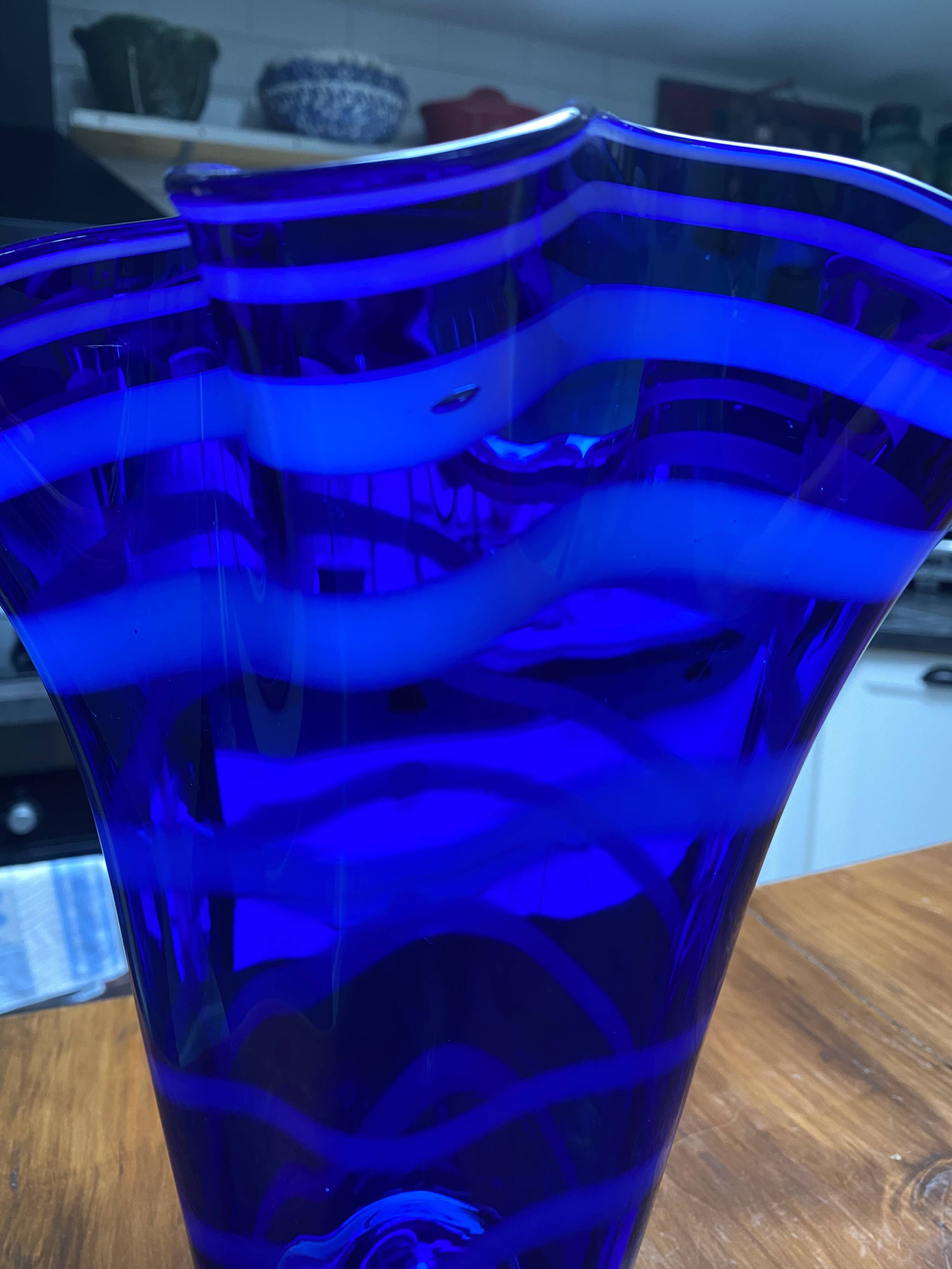 cobalt blue handkerchief vase