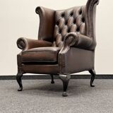 Brown Leather Chesterfield Wing Chair