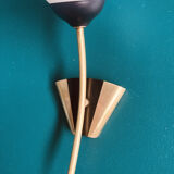 Old pair of brass wall lights and opaline glass globes 50s/60s vintage decoration