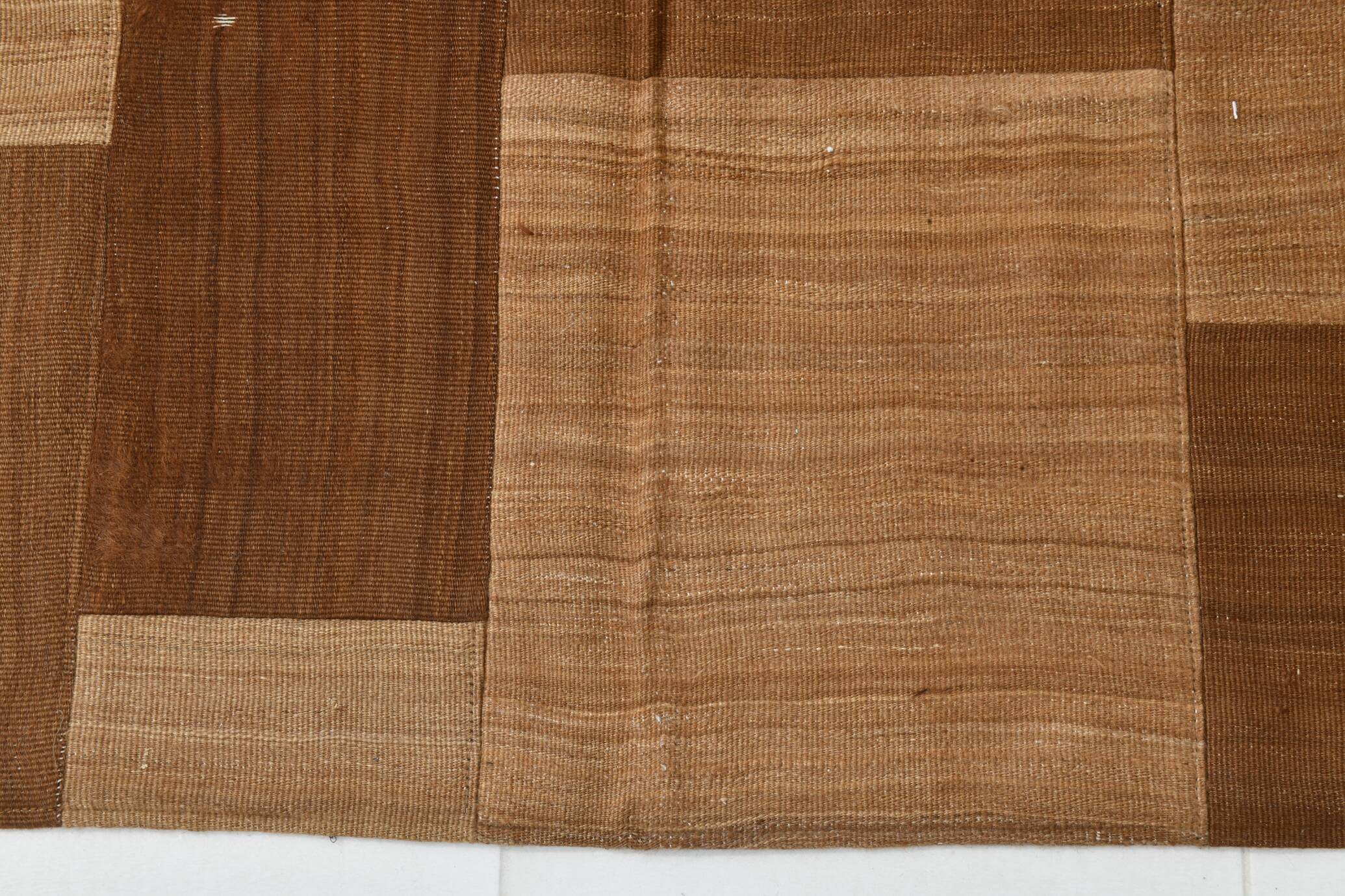 4x6 Checkered Pattern Brown Vintage Kilim Rug, 140x172Cm