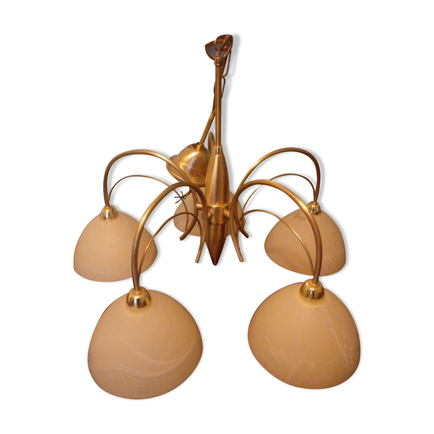 5-branched pendant light from the 70s, Honsel, Germany