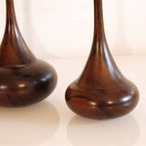 Set of vintage wooden candle holders