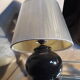 Black ceramic lamp and silver lampshade 1980