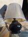 Black ceramic lamp and silver lampshade 1980