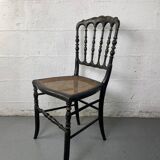 Chaise Napoleon III, Chiavari en bois noirci peint et cannage