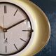Vintage ceramic clock oval silent wall clock "Jaz yellow white gold"