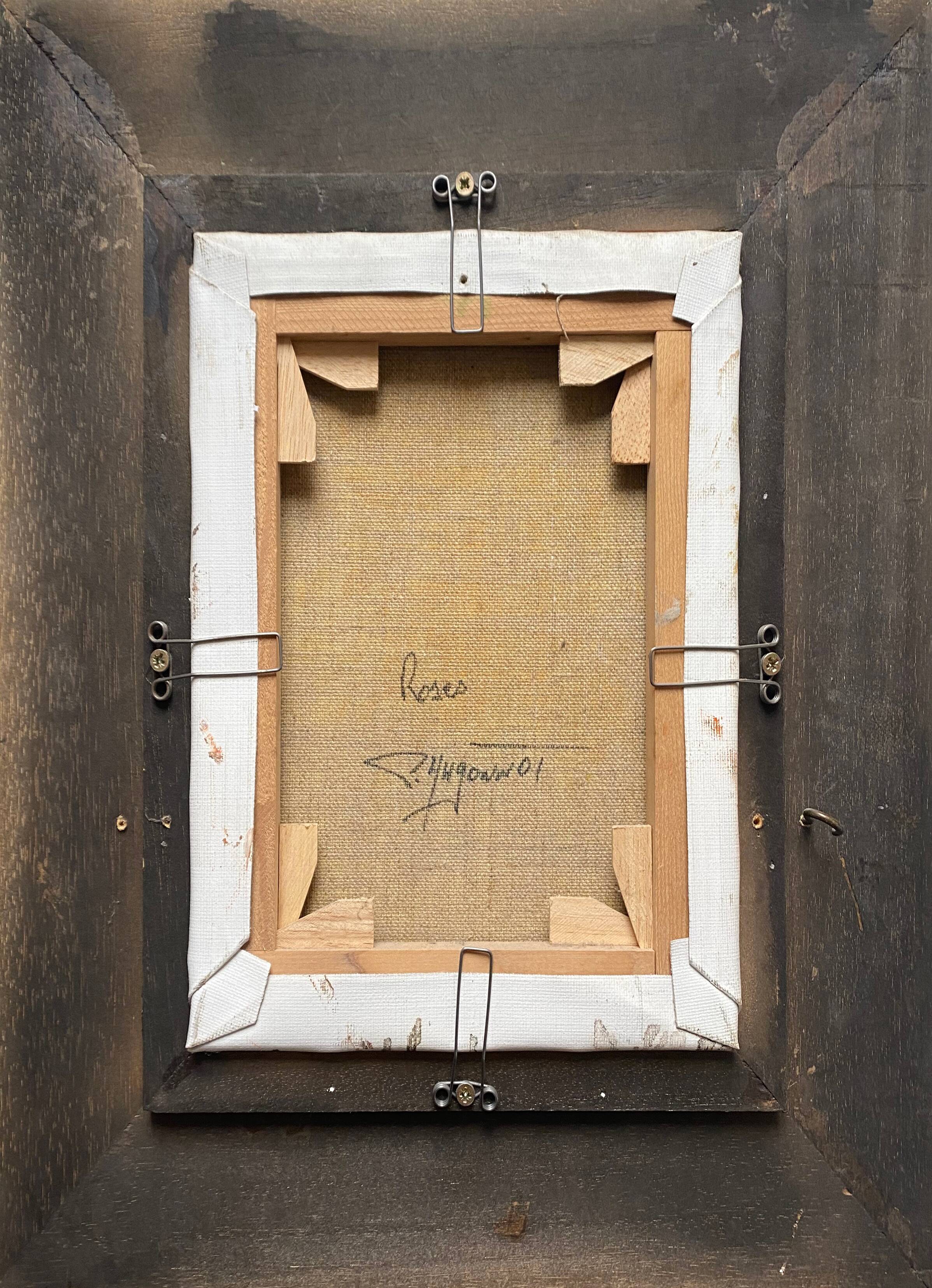 Painting "Bouquet of yellow roses" by Patrick HUGONNOT (1963) + frame