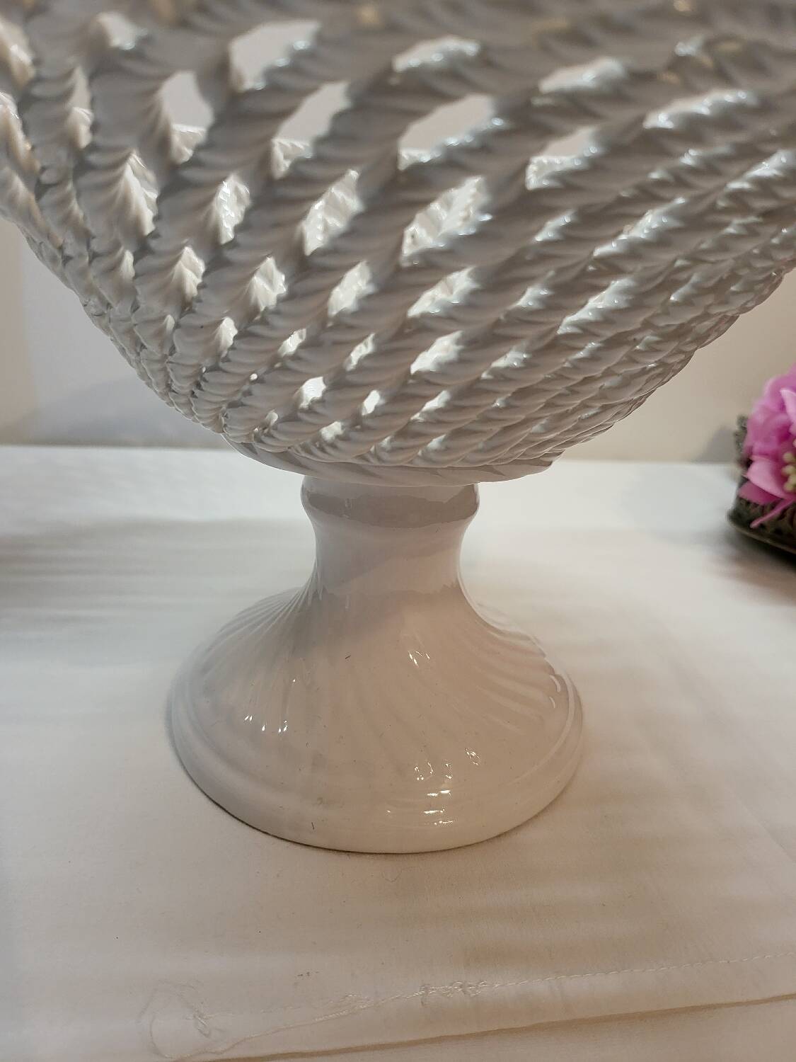 Coupe à Fruits Compotier en Céramique Tressée