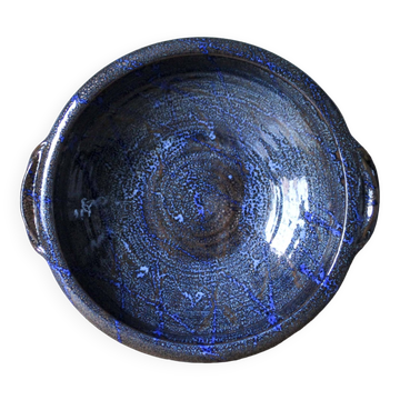 Enamelled ceramic hollow dish signed