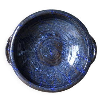 Enamelled ceramic hollow dish signed