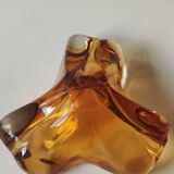 Murano ashtray/pocket tray free organic floral shape. amber tones. dim 17 x 14 cm