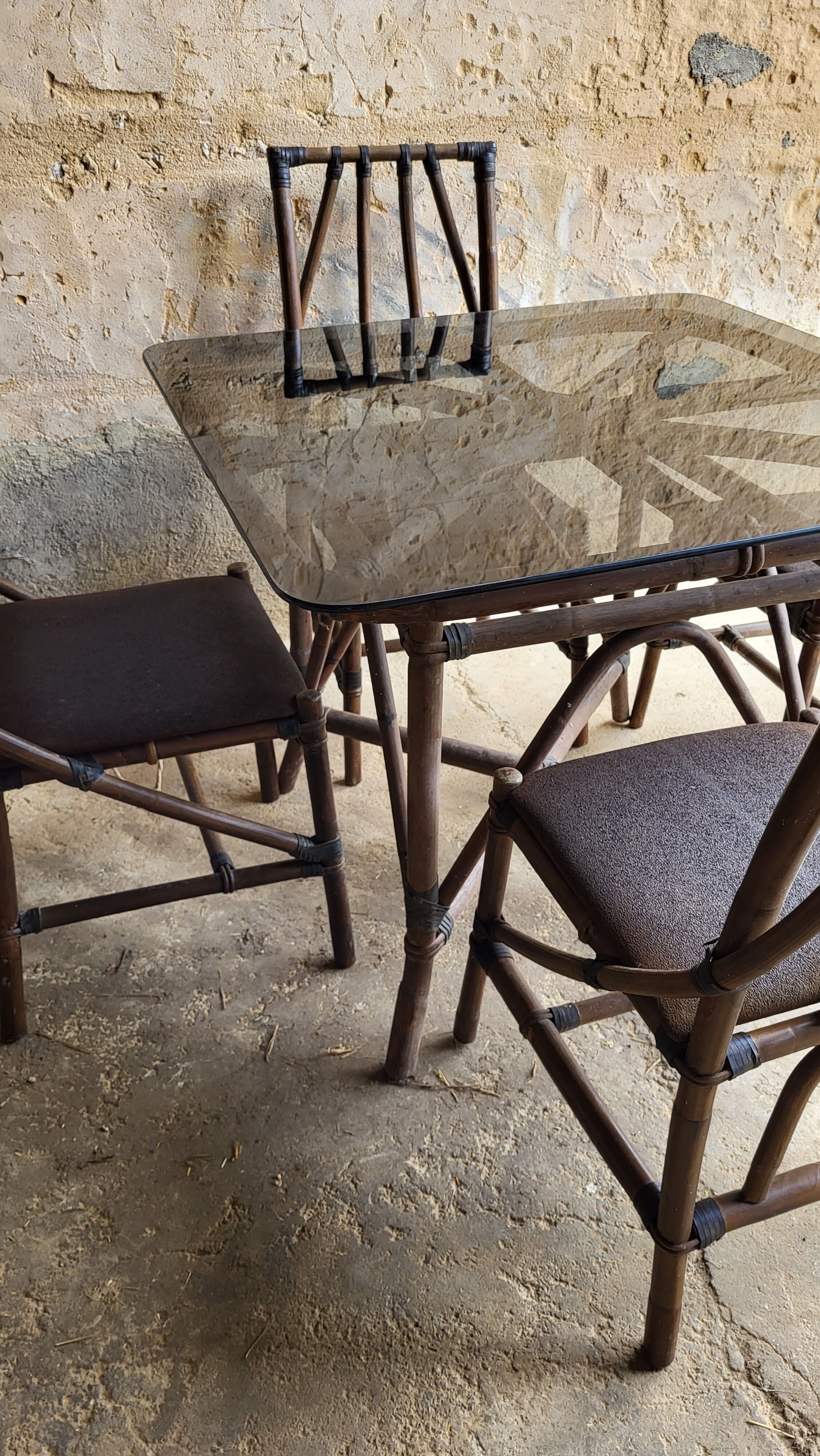 Set table & chairs bamboo vintage year 70