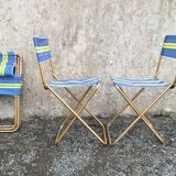 Lot de quatre sièges pliants de camping vintage