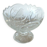 Crystal footed bowl with bird decoration – Art Deco style – H 19 cm