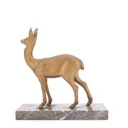 Art Deco gilded doe sculpture on marble base