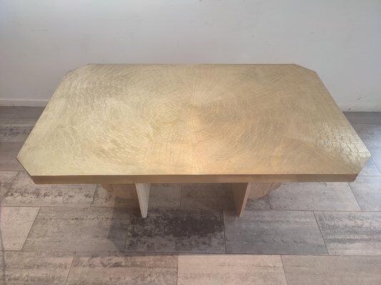 Engraved brass dining table attributed to Georges Mathias, 1975