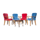 English lounge 4 armchairs and a coffee table Queen Anne armchairs blue and red fabric