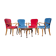 English lounge 4 armchairs and a coffee table Queen Anne armchairs blue and red fabric